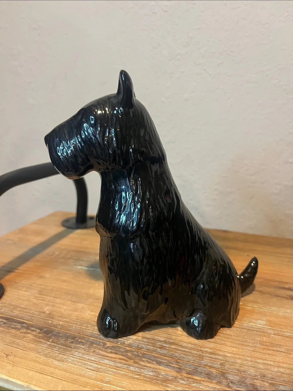 Glossy Black Ceramic Scottie Dog Figurine - Decorative Home Accent